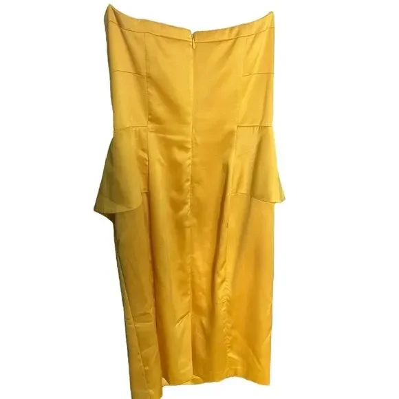 Jessica Simpson yellow strapless dress with flounce pleats size 8 - Picture 2 of 8